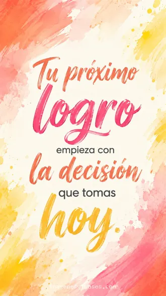 Fondo de acuarela coral, rosa y amarillo sobre marfil que incluye una frase motivacional con lettering de pincel multicolor.