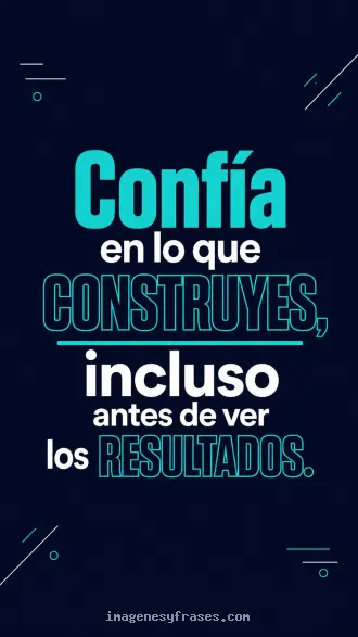 Póster azul medianoche con líneas geométricas turquesas y blancas que incluye una frase motivacional en tipografía moderna sólida y contorneada.
